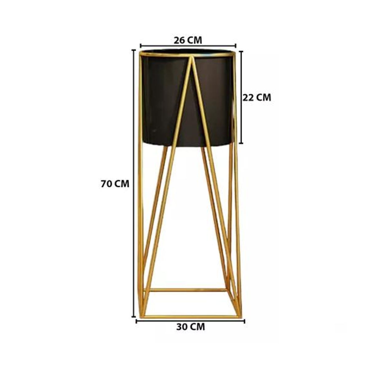 GENERICO - Porta Macetero Pedestal Negro y Dorado para Plantas
