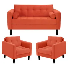 BODEVIR - Sofa Retro 2C+1+1 Felpa 00 Naranja