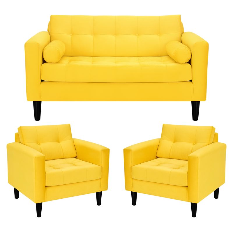 BODEVIR - Sofa Retro 2C+1+1 Felpa 00 Amarillo
