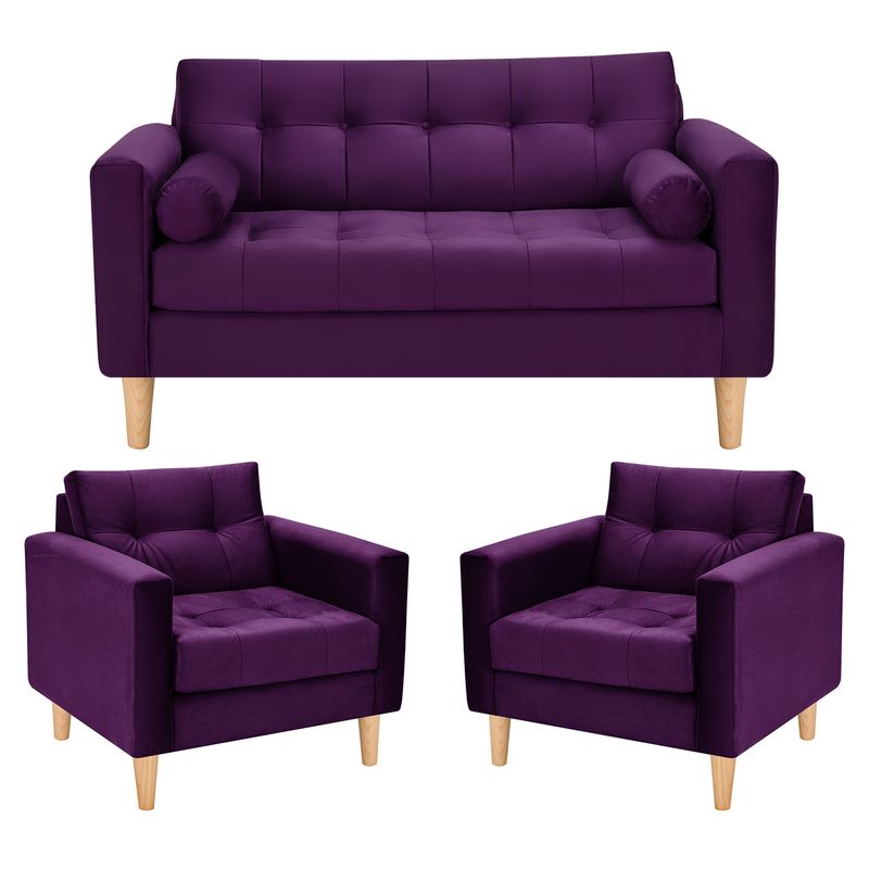 BODEVIR - Sofa Retro 2C+1+1 Felpa 05 Morado
