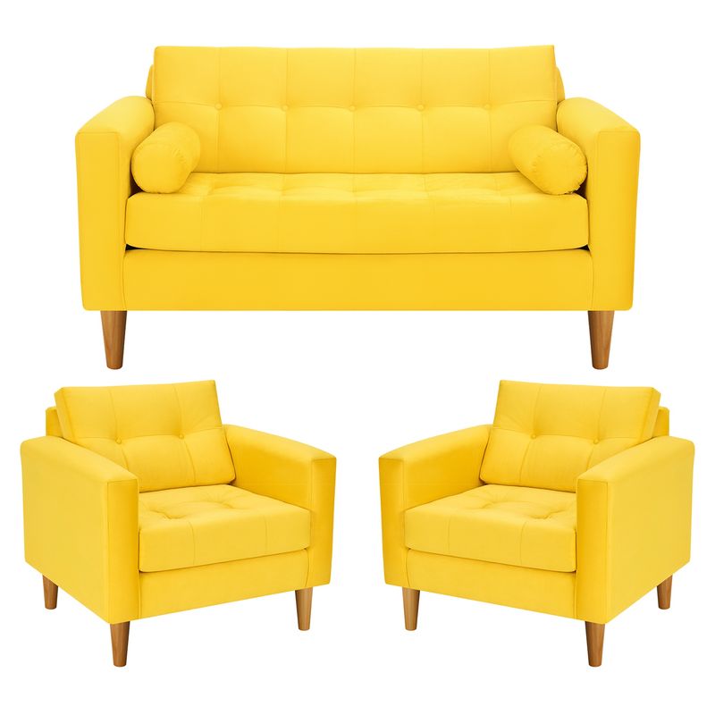 BODEVIR - Sofa Retro 2C+1+1 Felpa 04 Amarillo