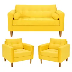 BODEVIR - Sofa Retro 2C+1+1 Felpa 04 Amarillo