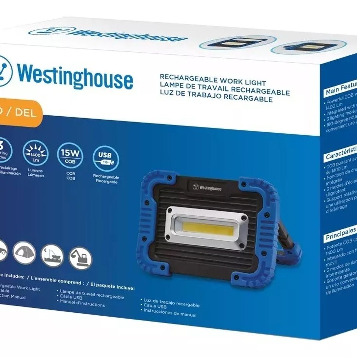 WESTINGHOUSE - Linterna Foco Westinghouse 1400 Lumenes Luz De Trabajo Negro
