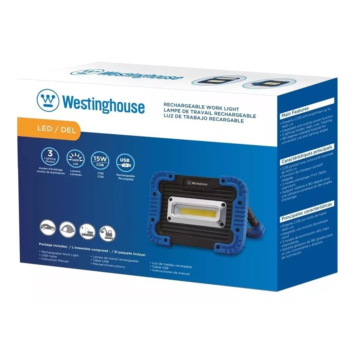 WESTINGHOUSE - Linterna Foco Westinghouse 1400 Lumenes Luz De Trabajo Negro