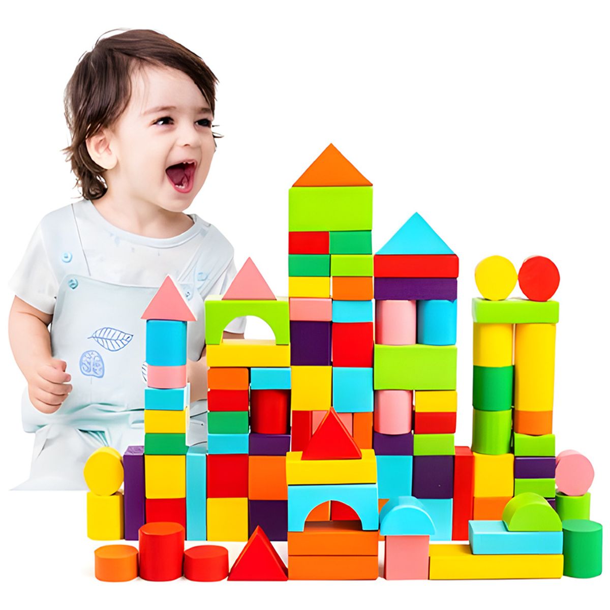 GENERICO - 100 Bloques Juego De Bloques De Madera Para Ninos Regalo