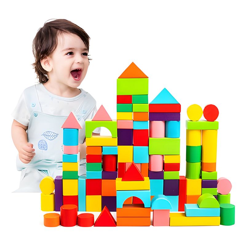 GENERICO - 100 Bloques Juego De Bloques De Madera Para Ninos Regalo