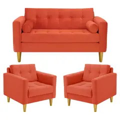 BODEVIR - Sofa Retro 2C+1+1 Felpa 01 Naranja