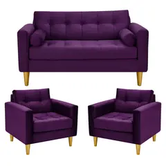 BODEVIR - Sofa Retro 2C+1+1 Felpa 01 Morado