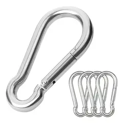 GENERICO - 5 Mosquetones Acero Inoxidable Escalada Camping Colgante