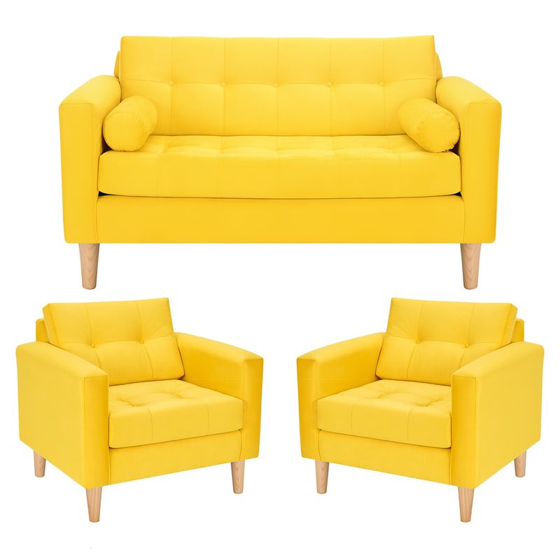 BODEVIR - Sofa Retro 2C+1+1 Felpa 05 Amarillo