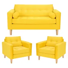 BODEVIR - Sofa Retro 2C+1+1 Felpa 05 Amarillo
