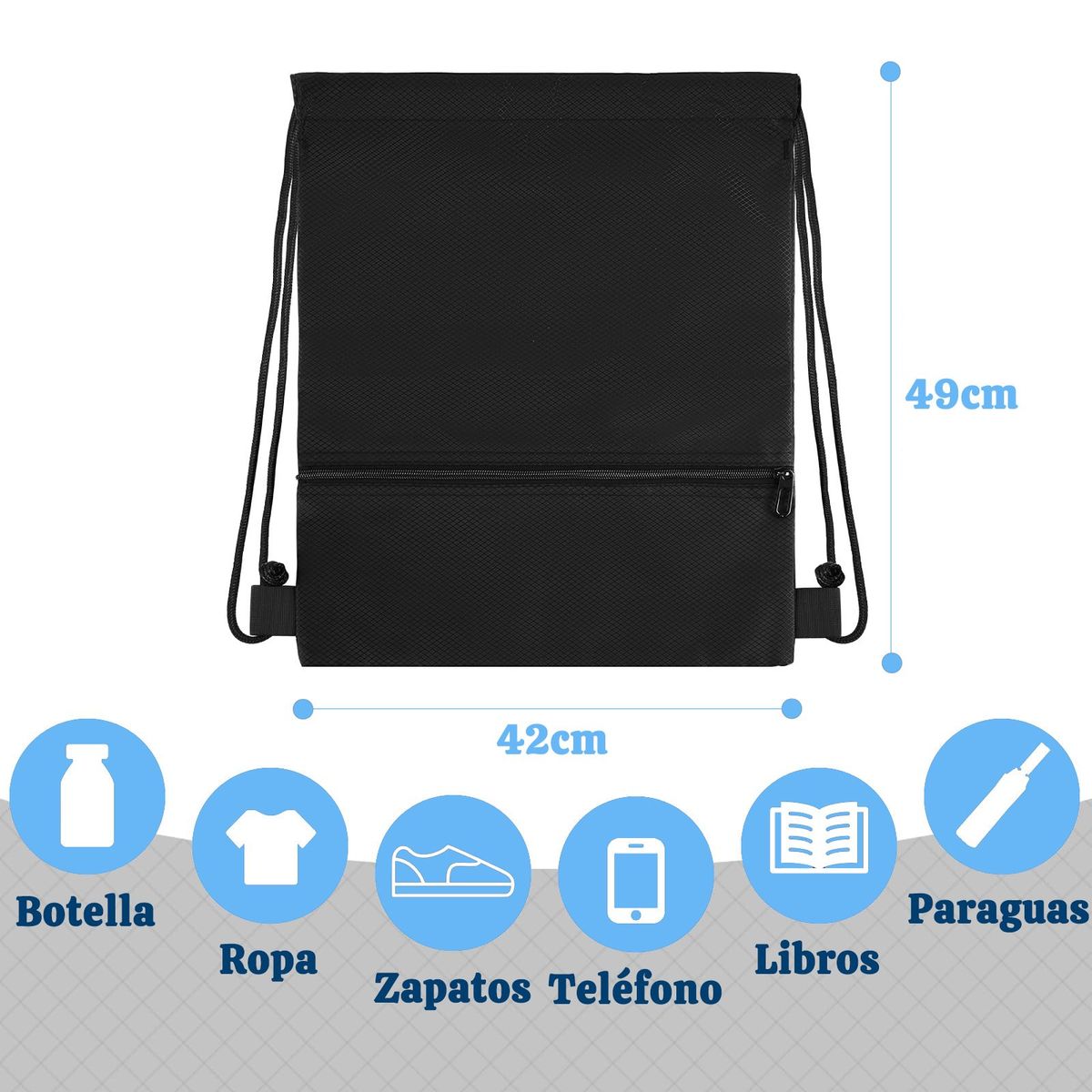 GENERICO - Mochila Con Cordón De Cuerda Para Viajes Deportivos Playa