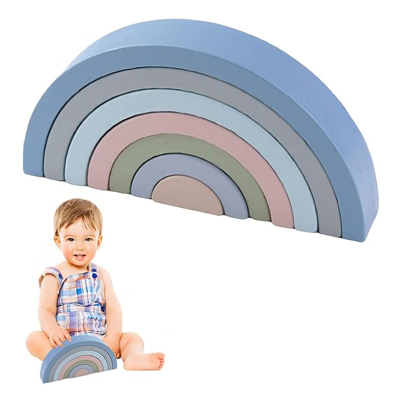 GENERICO - Bloques Arco Iris De Madera Para Niños Juguetes Educativos