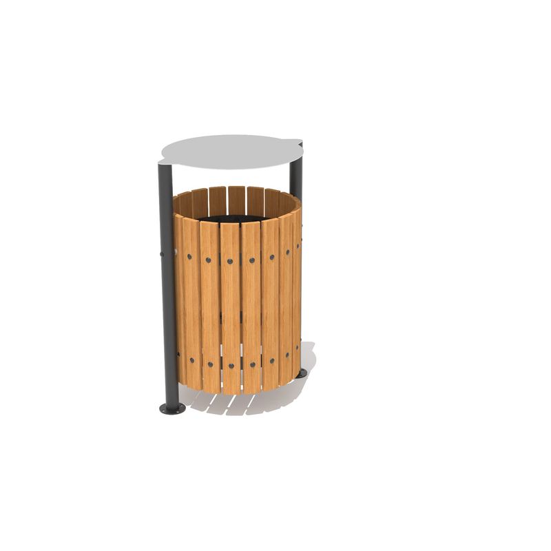 GENERICO - BASURERO METAL MADERA CILINDRICO