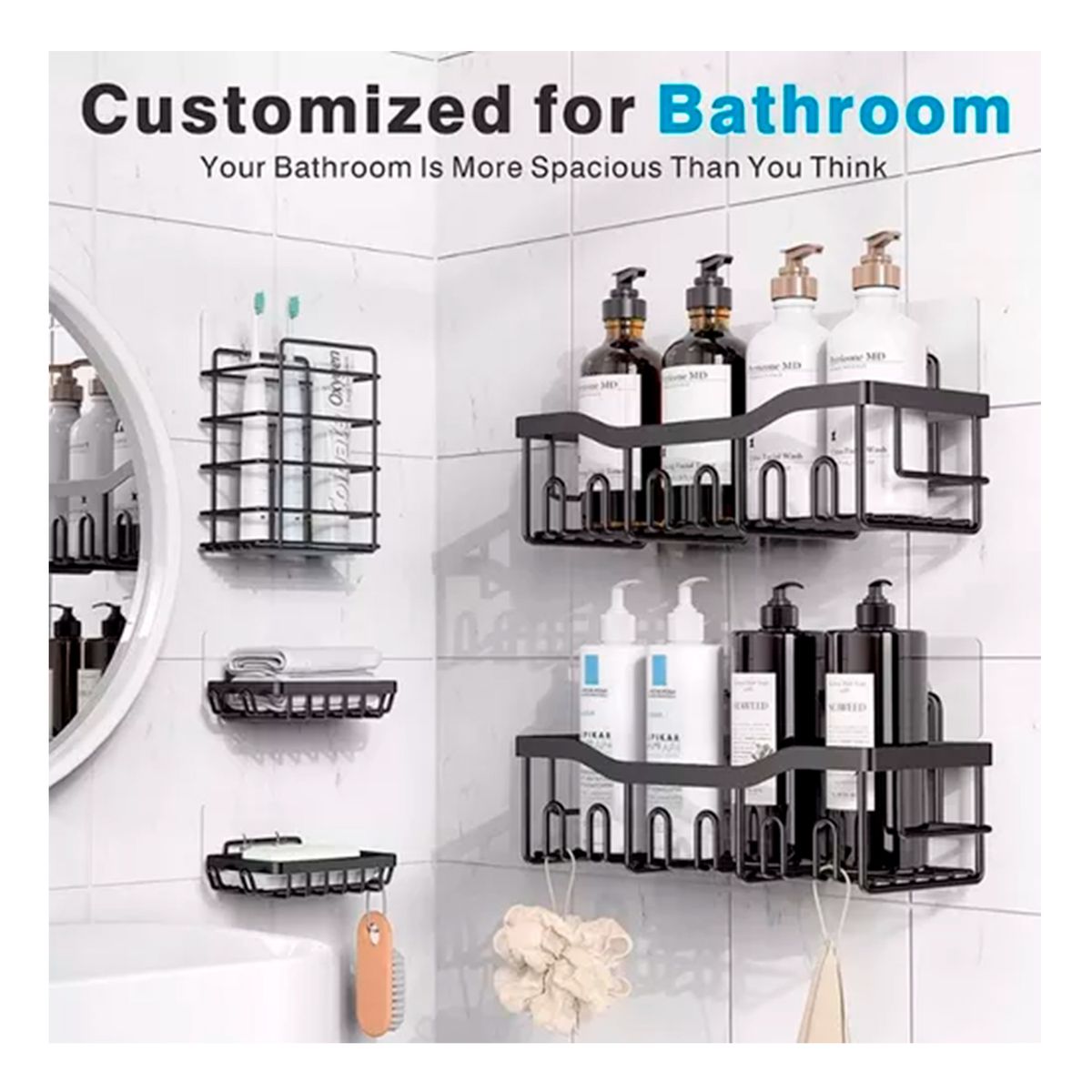 GENERICO - Set 5 Organizadores Esquineros De Ducha.