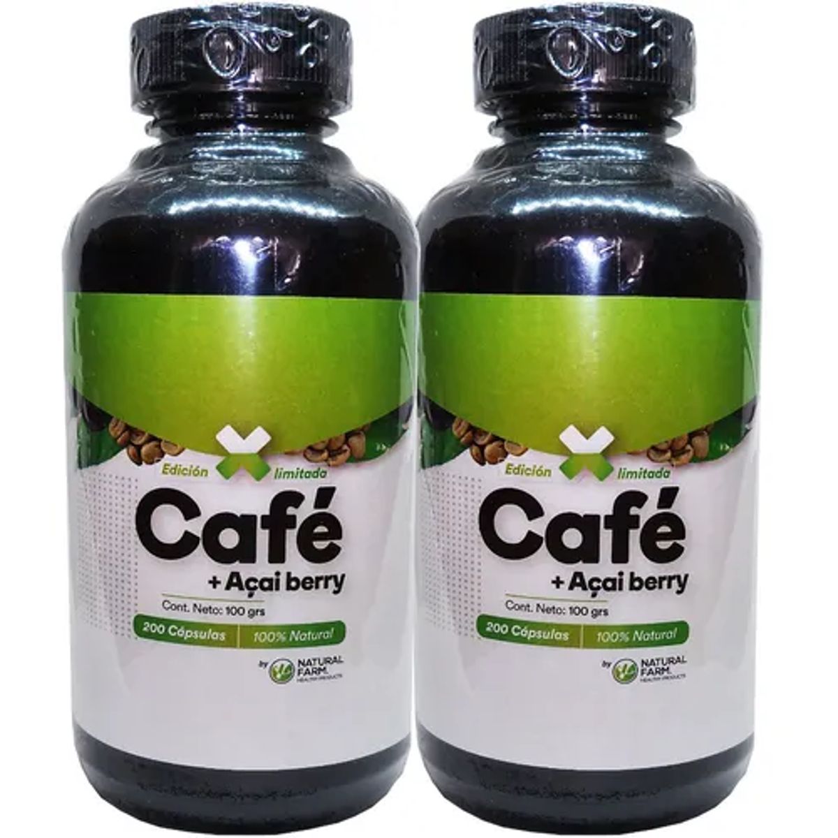 NATURAL FARM - Cafe Verde + Acai  Nf 400 Capsulas 2x200 Caps. Reductor