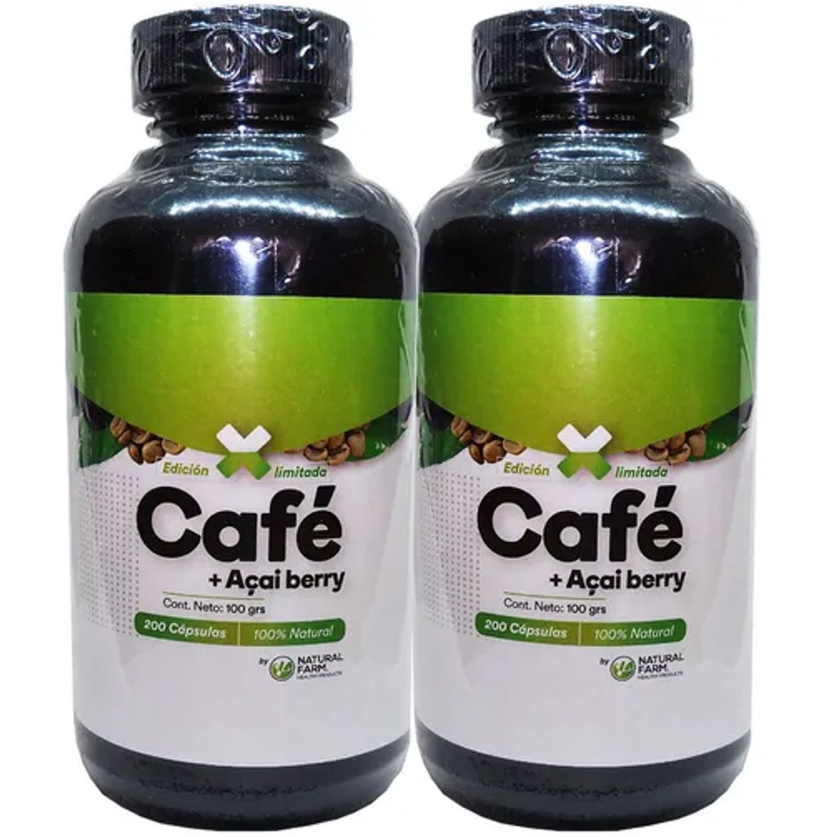 NATURAL FARM - Cafe Verde + Acai  Nf 400 Capsulas 2x200 Caps. Reductor