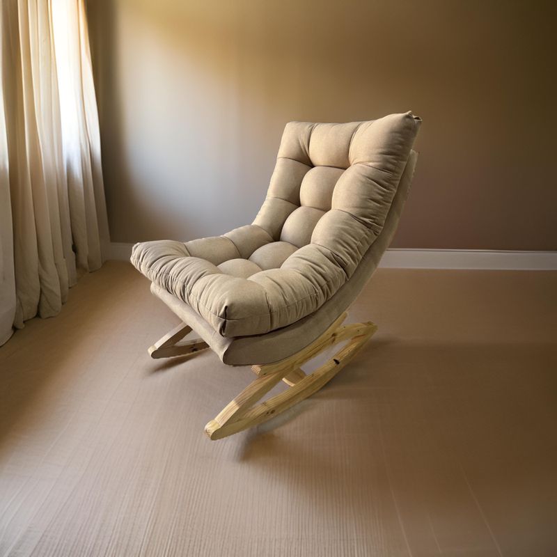 MUEBLES NEW - SILLA MECEDORA COQUETTE BEIGE LINO