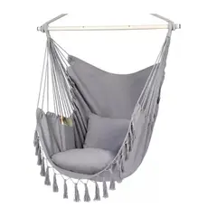 GENERICO - Silla Hamaca Colgante 2 Cojín Gris