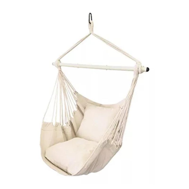 GENERICO - Silla Hamaca Colgante 2 Cojín Blanco