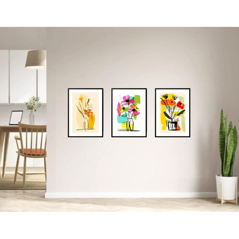 GENERICO - SET CUADROS DECORATIVOS FLORES ABSTRACTAS