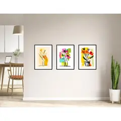 GENERICO - SET CUADROS DECORATIVOS FLORES ABSTRACTAS