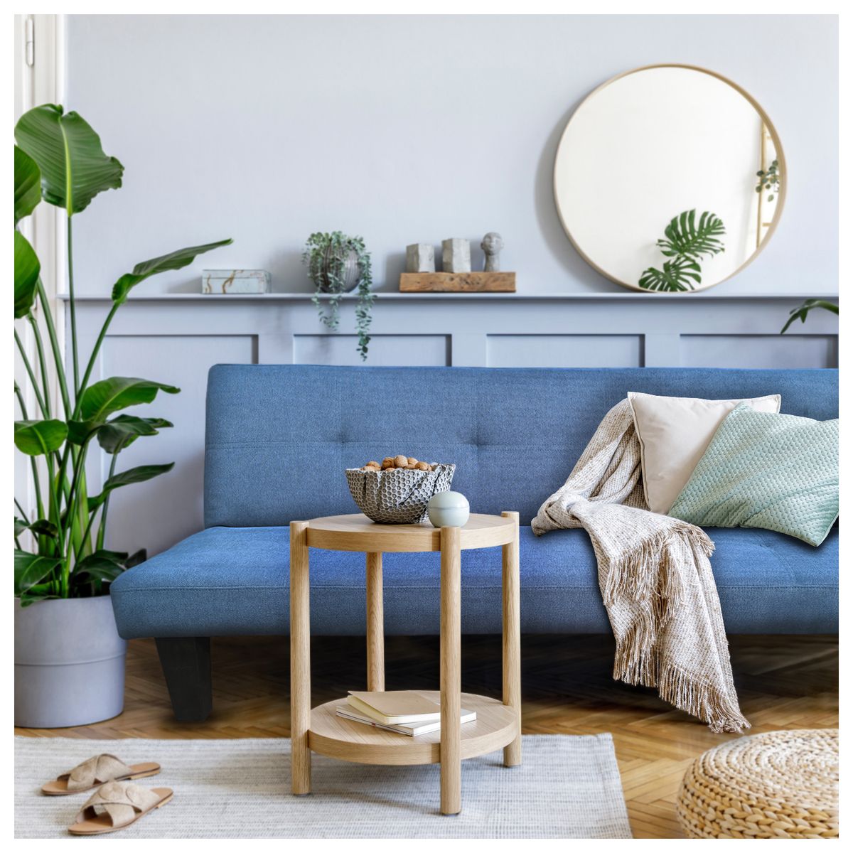 NOVAHUS - Futón Harper Azul 165x67x70 cm