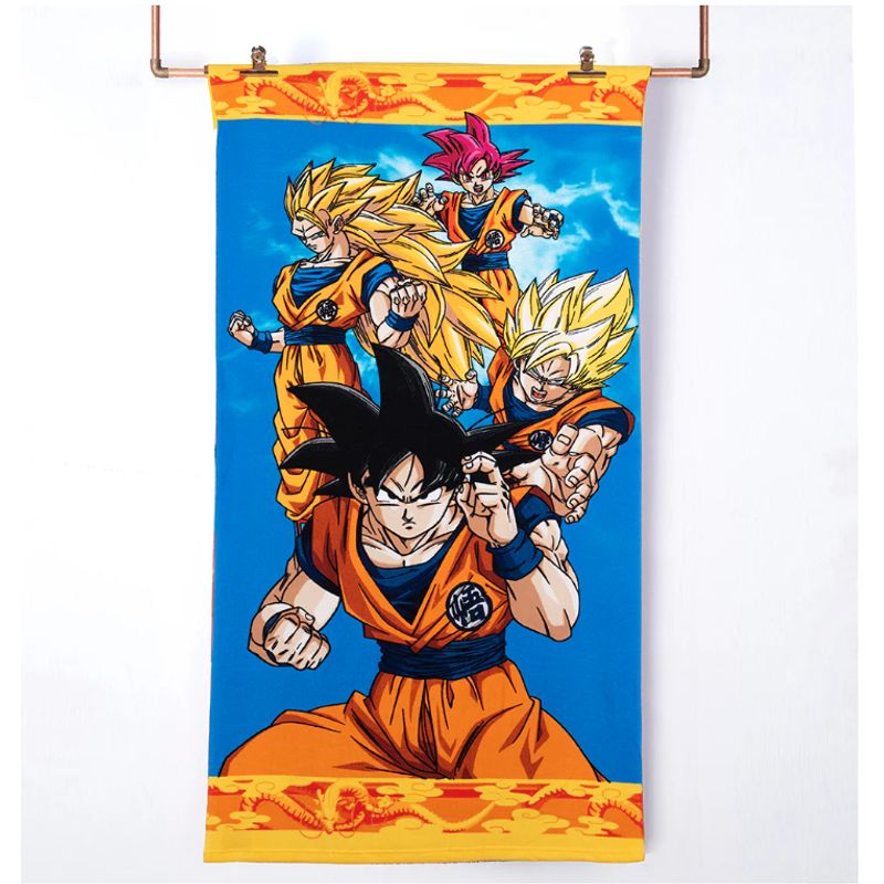 MASHINI - Toalla De Playa   Infantil 70x140 Con Bolso Mashini Dragon Ball Team