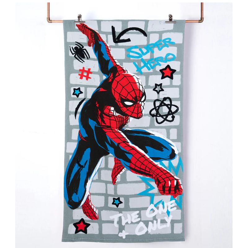MASHINI - Toalla De Playa   Infantil 70x140 Con Bolso Mashini  Spiderman Only