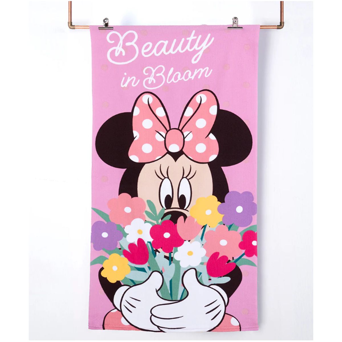MASHINI - Toalla De Playa   Infantil 70x140 Con Bolso Mashini Minnie Bloom