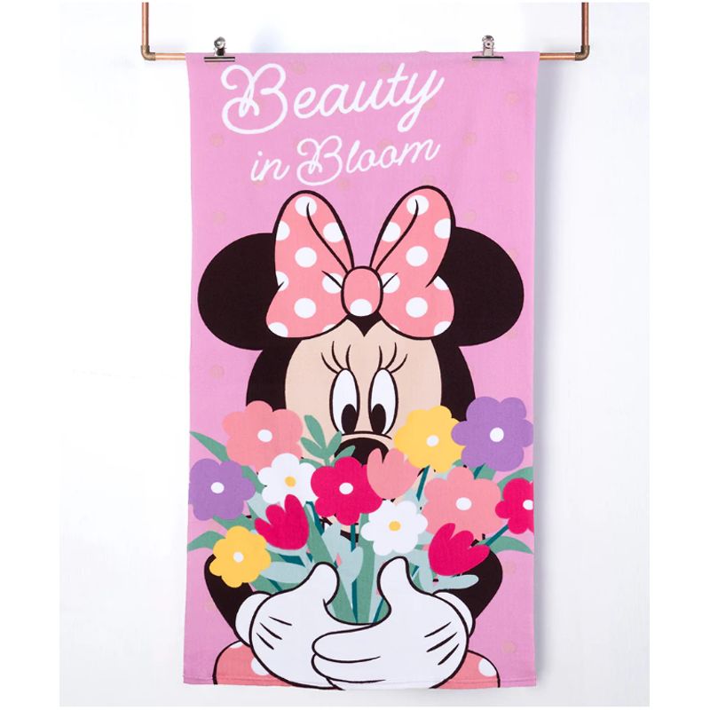 MASHINI - Toalla De Playa   Infantil 70x140 Con Bolso Mashini Minnie Bloom