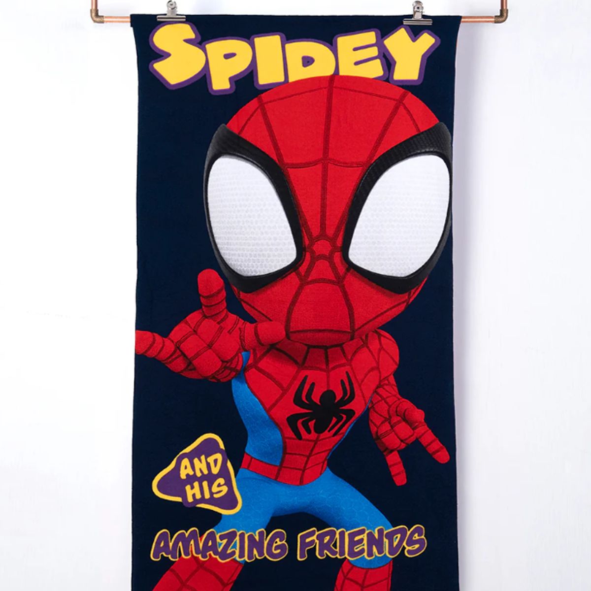 MASHINI - Toalla De Playa   Infantil 70x140 Con Bolso Mashini Spiderman Friend