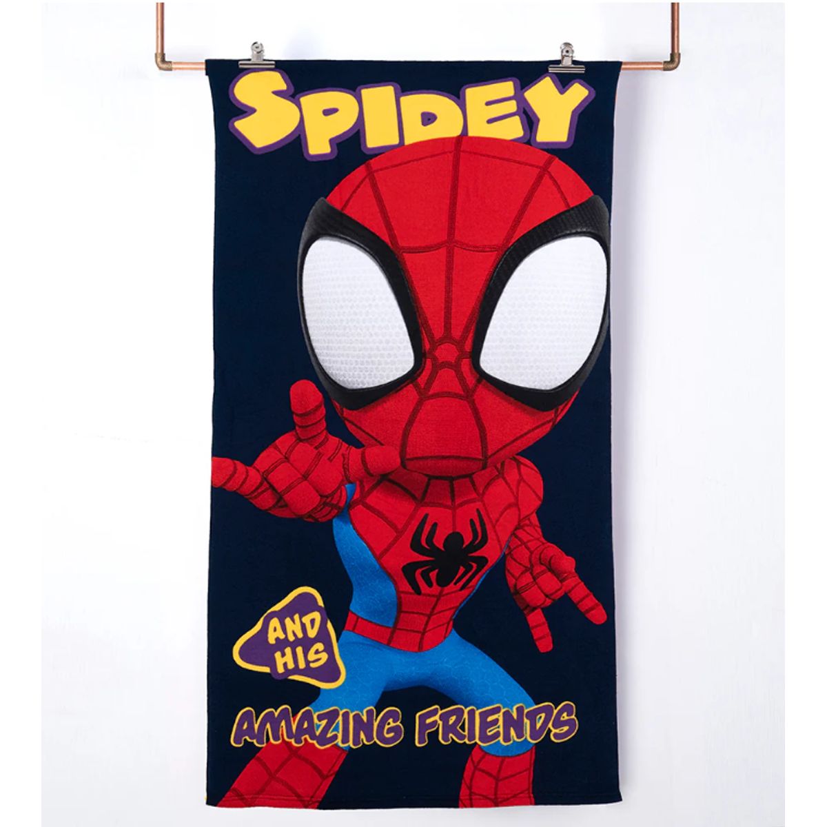 MASHINI - Toalla De Playa   Infantil 70x140 Con Bolso Mashini Spiderman Friend