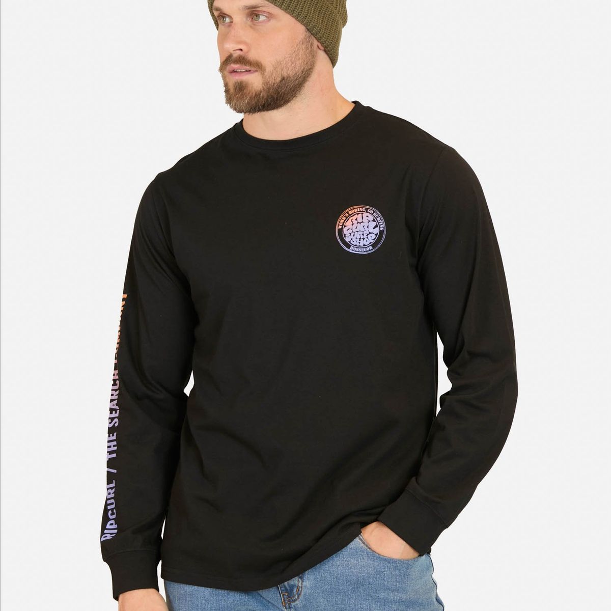 RIP CURL - Polera ML RiderQ Negro Hombre Rip Curl - Negro