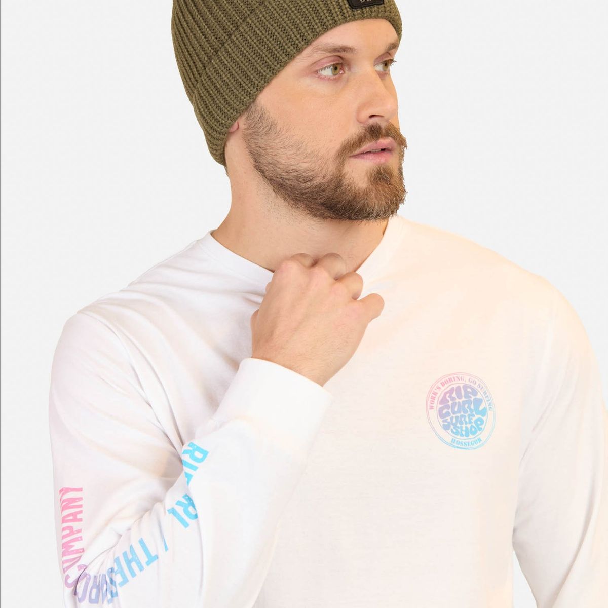 RIP CURL - Polera ML SurgeR Blanco Hombre Rip Curl - Blanco