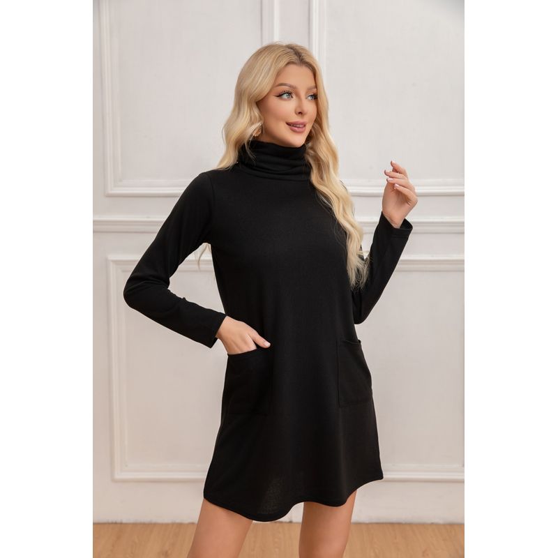 MPROPIA - Sweater Mini Vestido Corto Tejido Mujer Cuello Alto Doble 2001.-