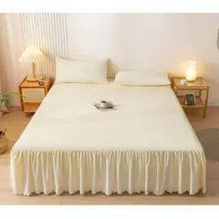 GENERICO - Faldón de cama - Faldones para base cama 1,5 Plaza CREMA