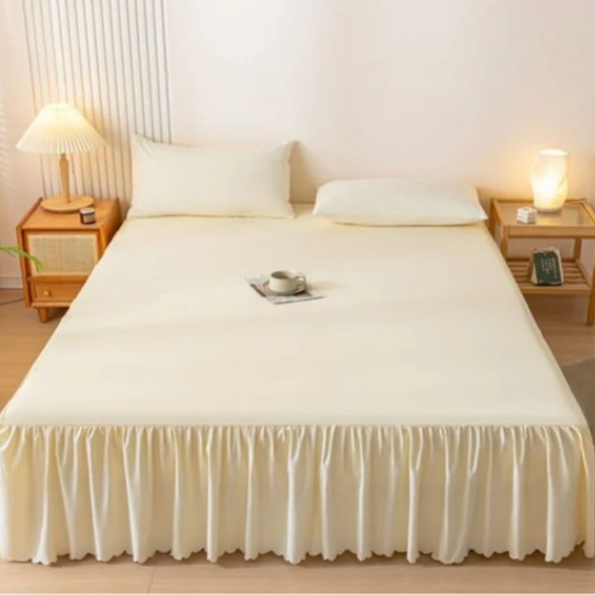 GENERICO - Faldón de cama - Faldones para base cama King CREMA…