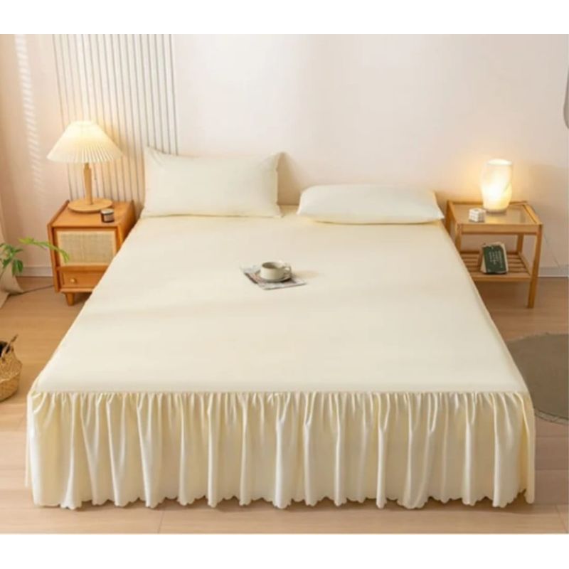 GENERICO - Faldón de cama - Faldones para base cama King CREMA