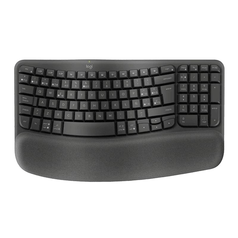 LOGITECH - Teclado Ergonómico Logitech Wave Keys Grafito Inalámbrico Es