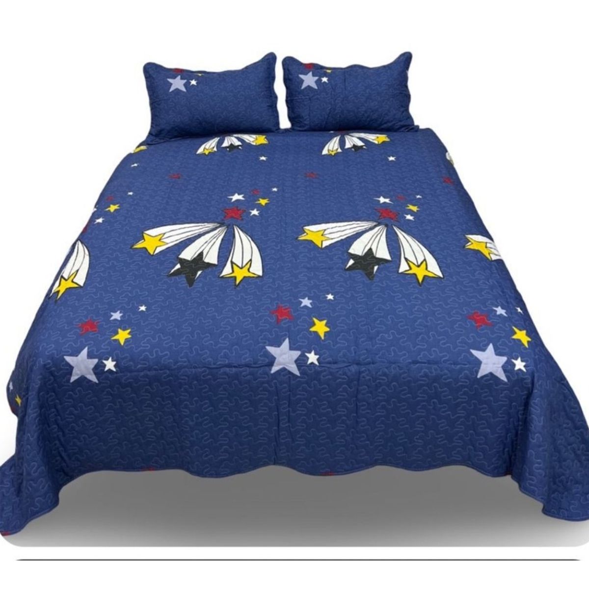 GENERICO - CUBRECAMA QUILT VERANO 2 PLAZA LUMINOSO DISEÑO ESTRELLAS TF