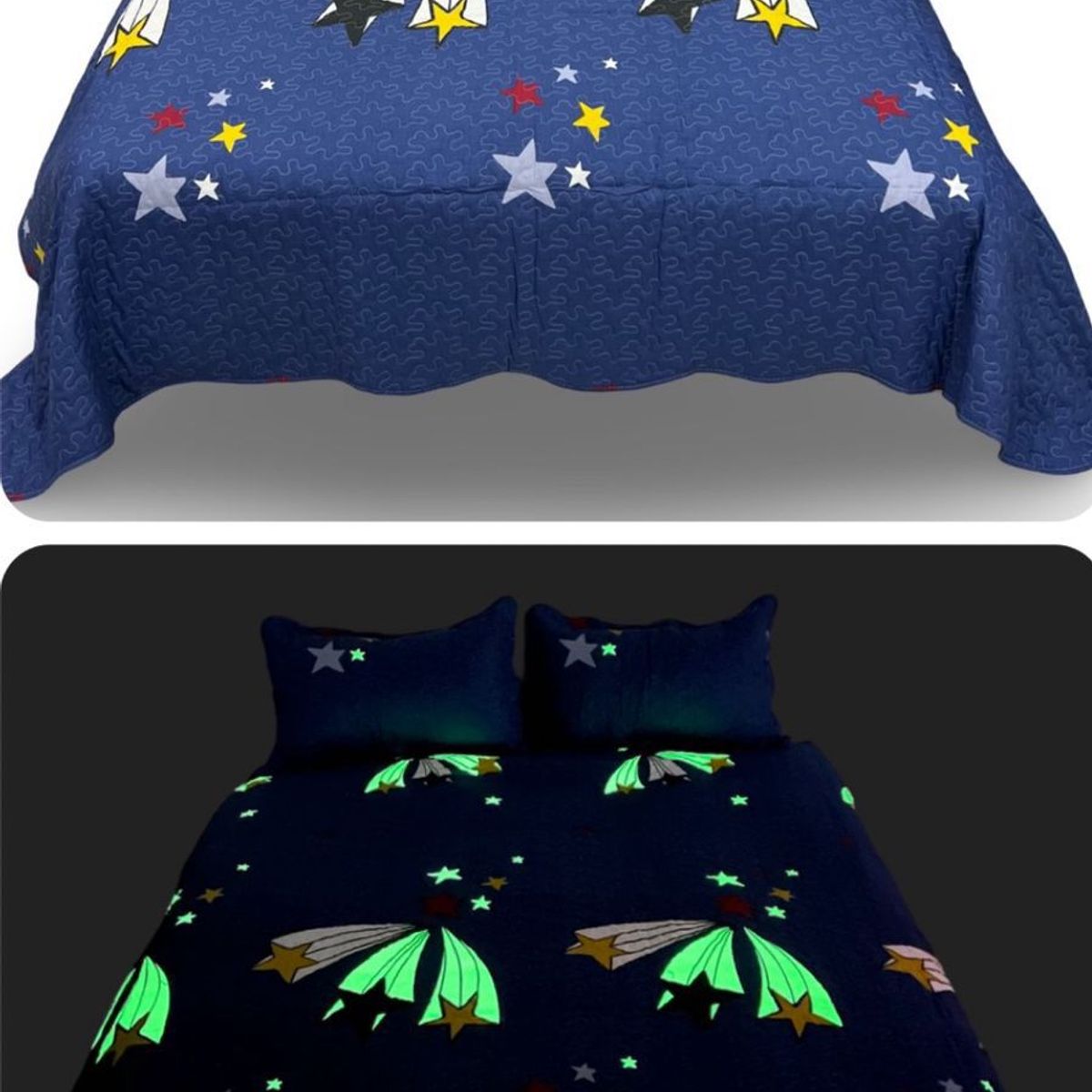 GENERICO - CUBRECAMA QUILT VERANO 2 PLAZA LUMINOSO DISEÑO ESTRELLAS TF