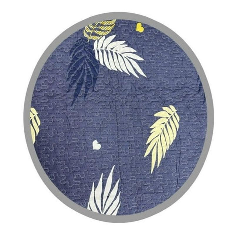 GENERICO - CUBRECAMA QUILT VERANO 2 PLAZA LUMINOSO DISEÑO PLUMAS AZUL TF