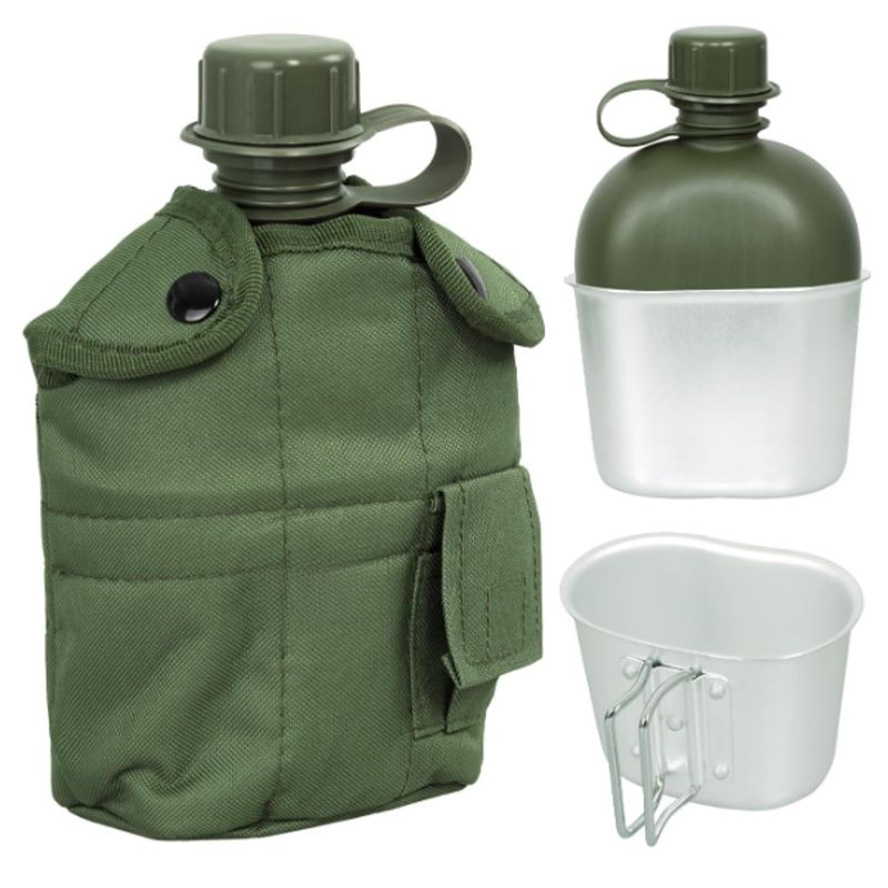 GENERICO - Cantimplora con vaso de aluminio y estuche multipropósito