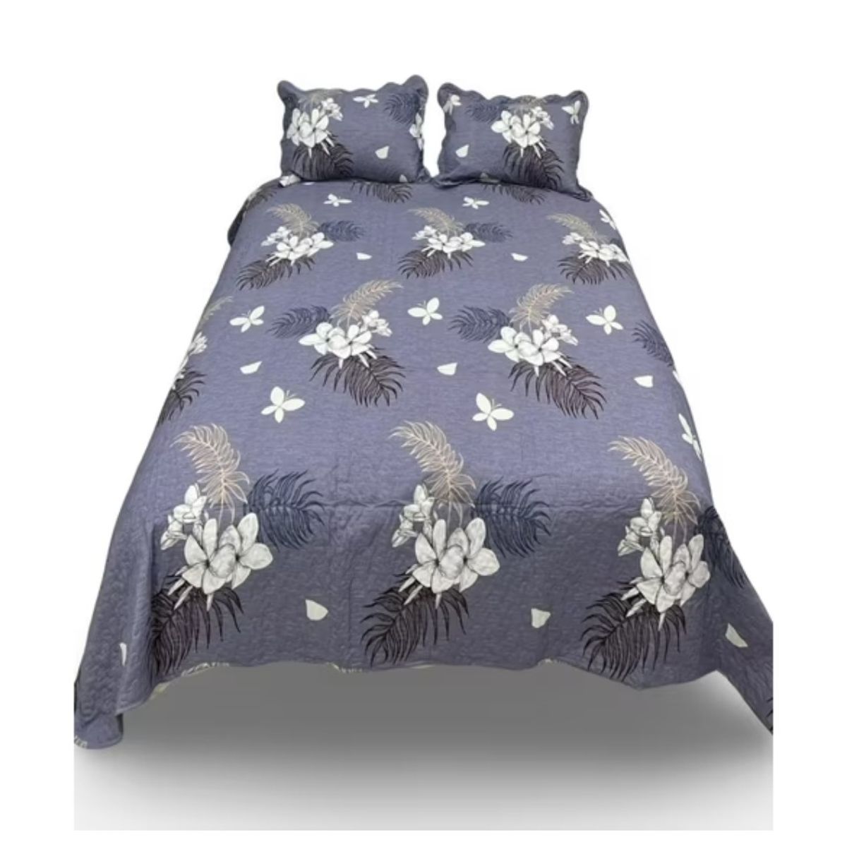 GENERICO - CUBRECAMA QUILT VERANO 2 PLAZA LUMINOSO DISEÑO VIOLETA FLOR TF