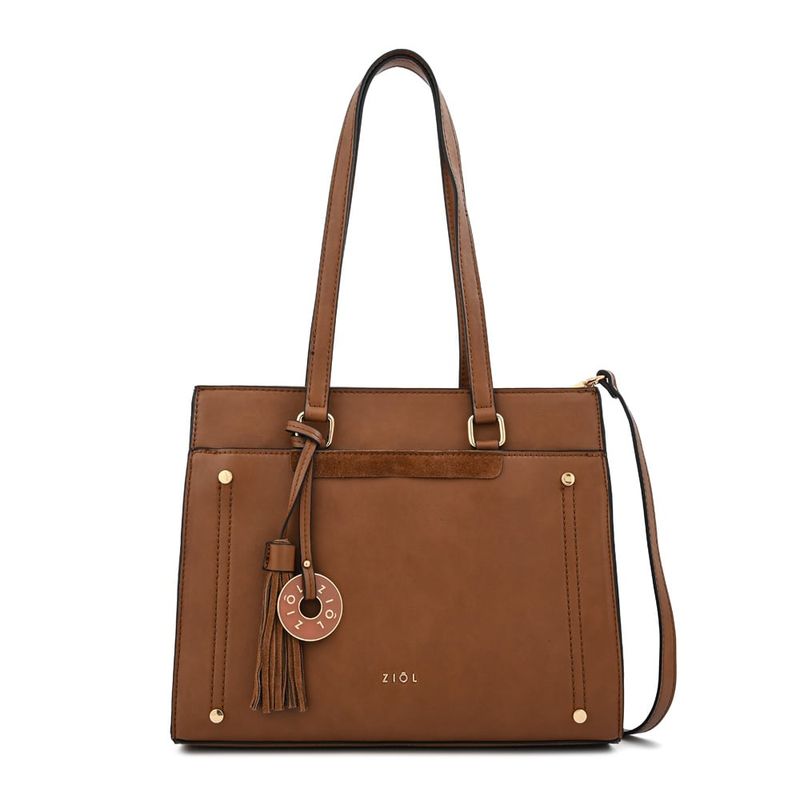 ZIOL - Cartera dos asas tres divisiones mediana inisa café