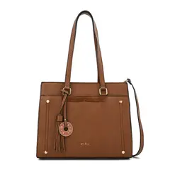 ZIOL - Cartera dos asas tres divisiones mediana inisa café