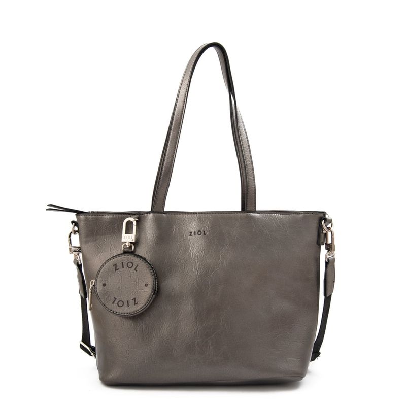 ZIOL - Cartera dos asas grande avin plateado oscuro