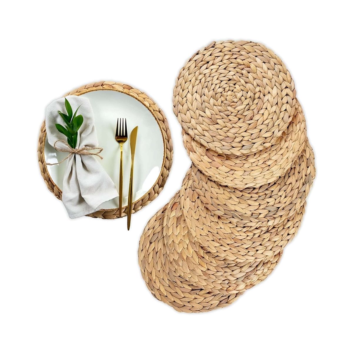 GENERICO - Pack 6 Individuales Trenzado Redondo De 38cm