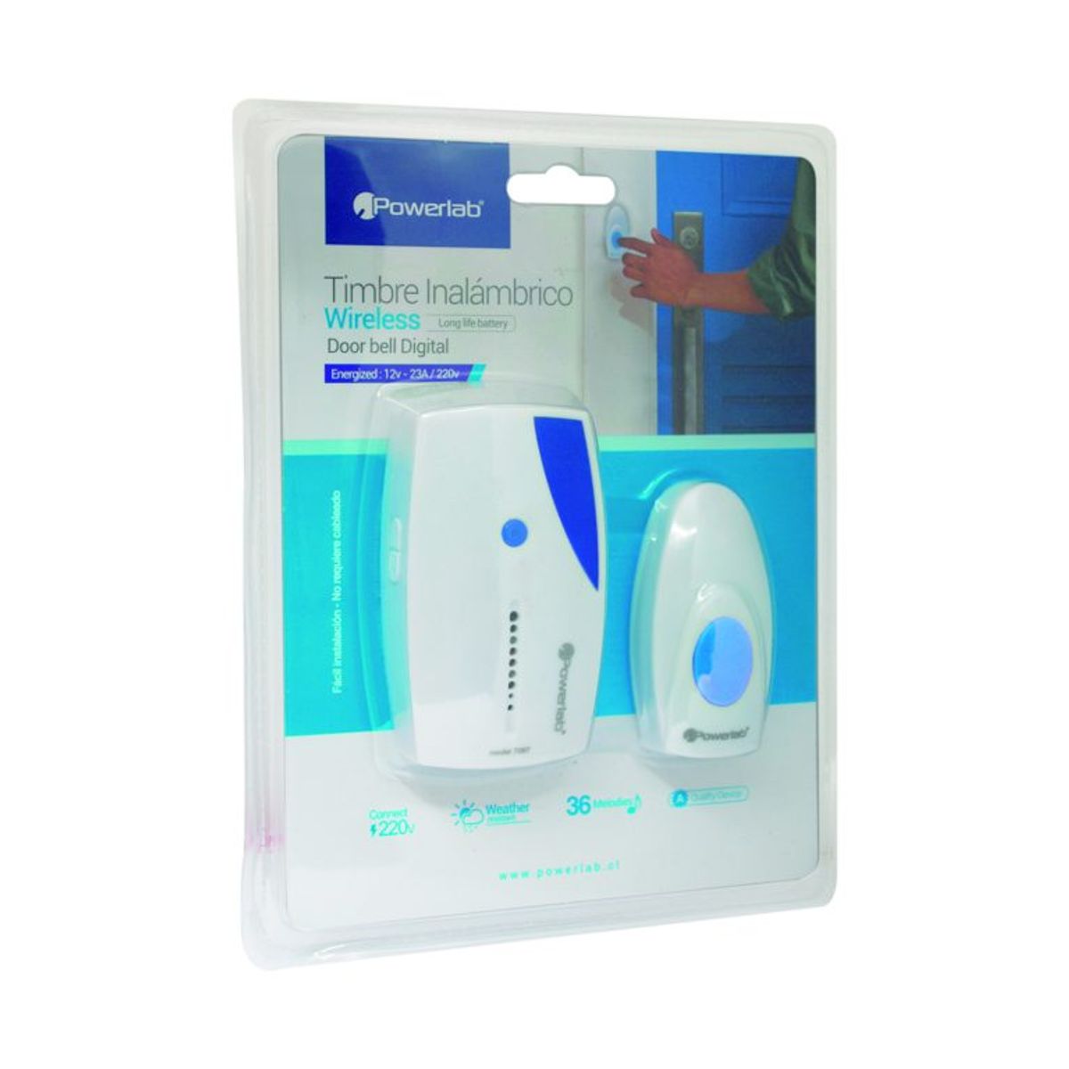 POWERLAB - Timbre inalambrico Simple 220v Powerlab Azul